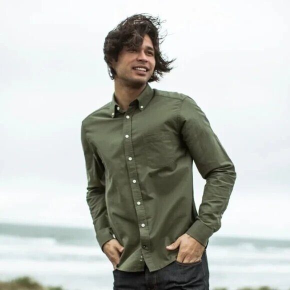 Taylor Stitch Mens The Jack Button Down Shirt Army Everyday Oxford Size 42 - Picture 1 of 7